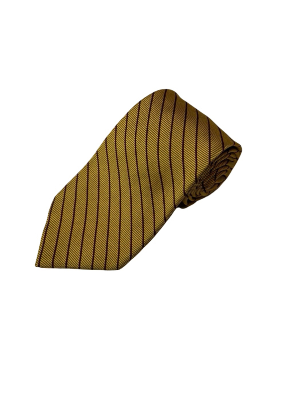 Vintage Brooks Brothers Makers Gold Burgundy Stripe Pure Silk Neck Tie USA